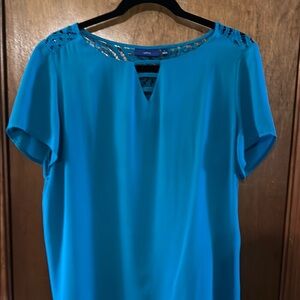 Apt. 9 Blue Cut Out Short Sleeve Blouse